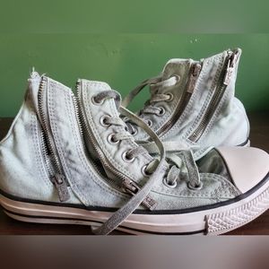 Converse Women's Dual Zip Hi Top Sneaker | Green and grey | 8US